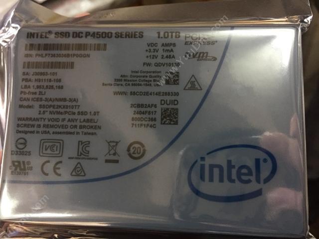 英特尔 Intel SSDPE2KX010T701(P4500-1.0T)2.5 硬盘