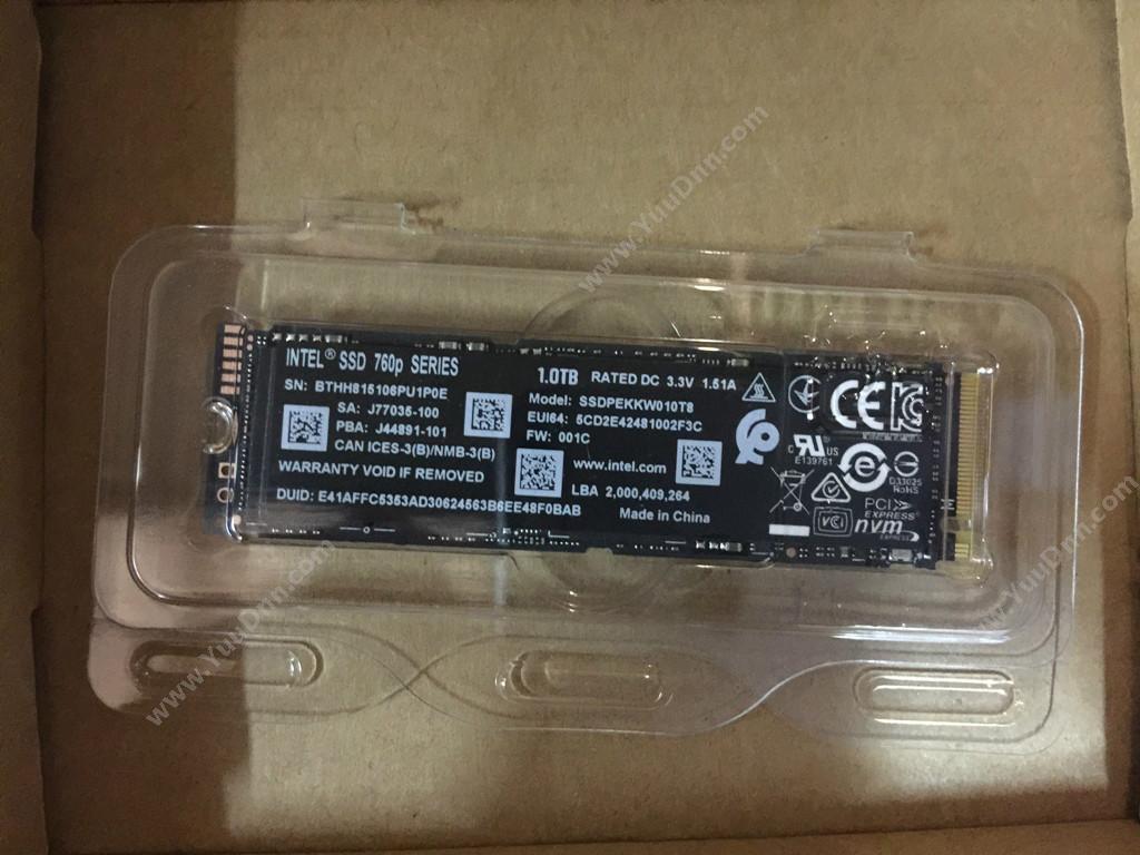 英特尔 Intel SSDPEKKW010T8X1（760P系列1T） 硬盘