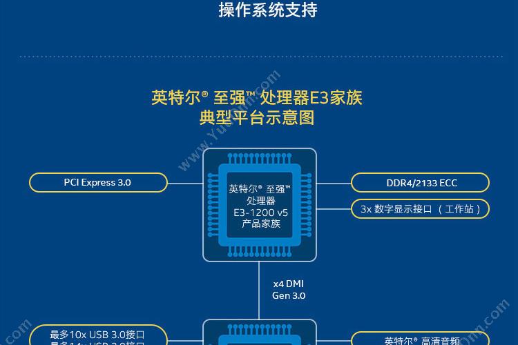 英特尔 Intel 至强处理器E3-1230V5盒装CPU 服务器CPU