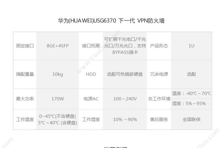 华为 Huawei USG6370-ACUSG6370交流主机 边界防火墙