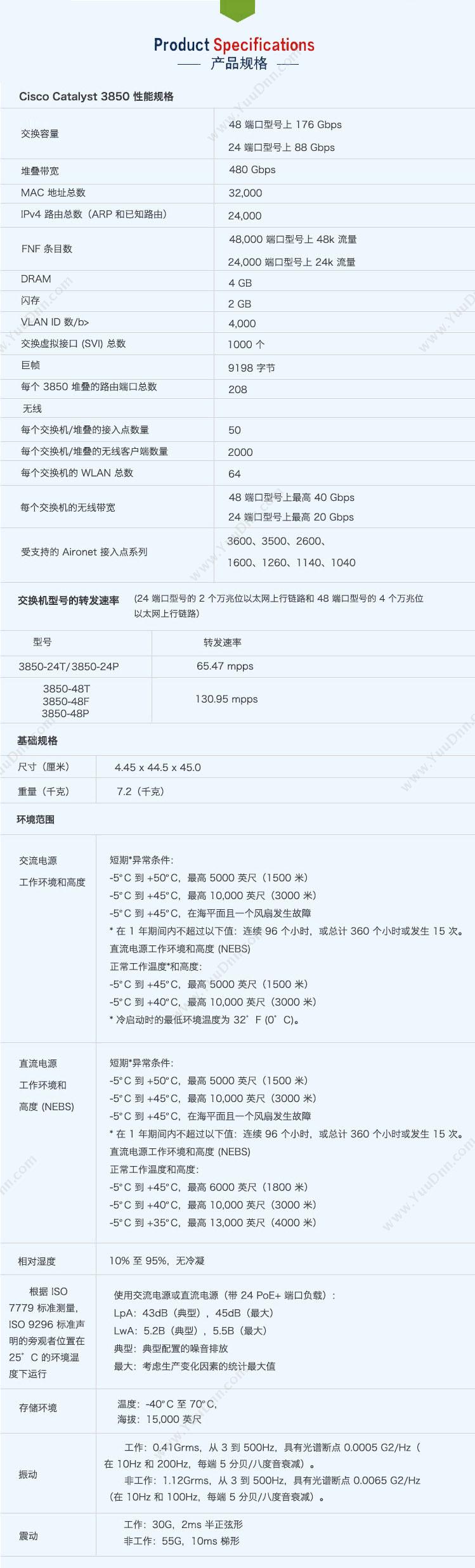 思科 Cisco 3850系列企业级三层千兆WS-C3850-12S-S 千兆网络交换机