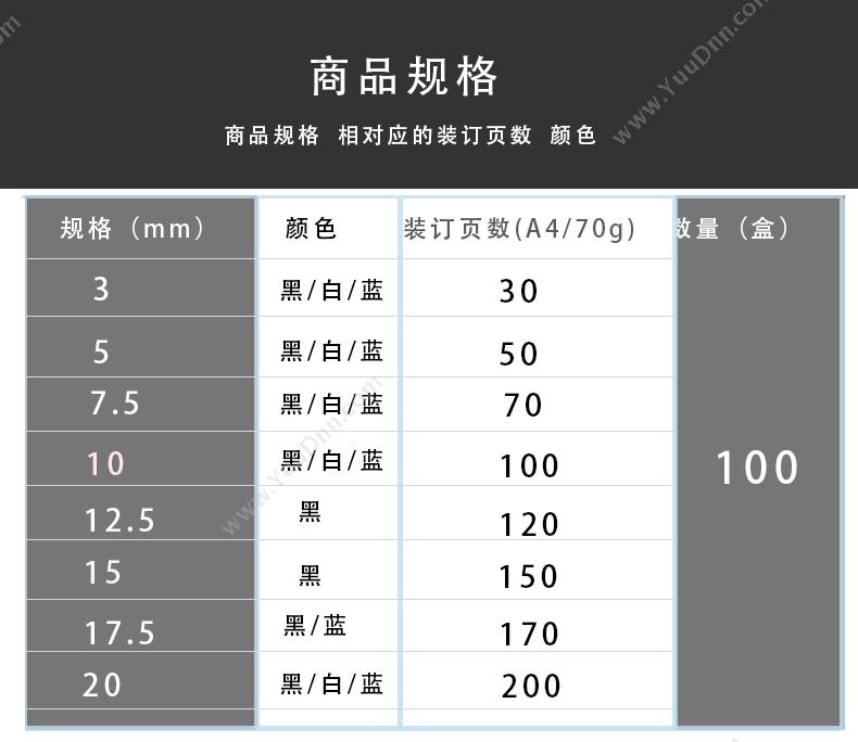 优玛仕 Umach 20mm（黑） 20mm装订夹条