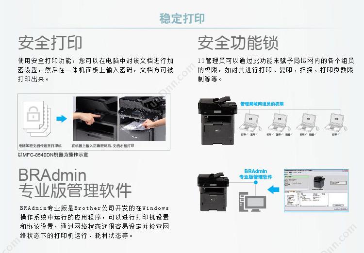 兄弟 Brother MFC-8535DN 高速双面网络 A4  1台 （打印/复印/扫描/传真） A4黑白激光打印机