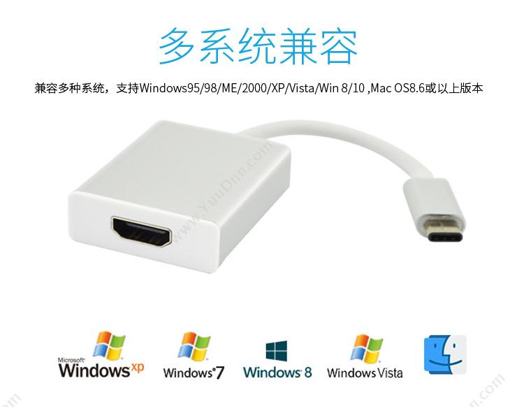 酷比客 L-Cubic LCCPUCHAF USB Type-C转HDMI母 转接线 0.15M（银） 用于Type-C转HDMI的设备 扩展配件