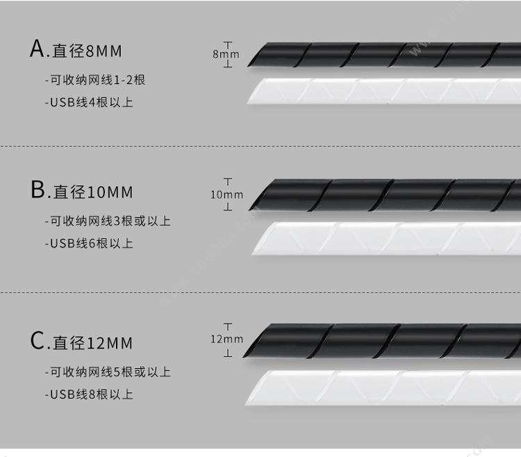 包尔星克 Powersync ACLWAGW2G9 缠绕管保护套 电线理线器 线径12mm*2米 白色 1根 集线器