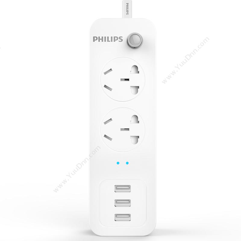 飞利浦 Philips SPS1212Q/93 单控双联插座含3个USB接口 1.6米 （白） 10个/箱 插座