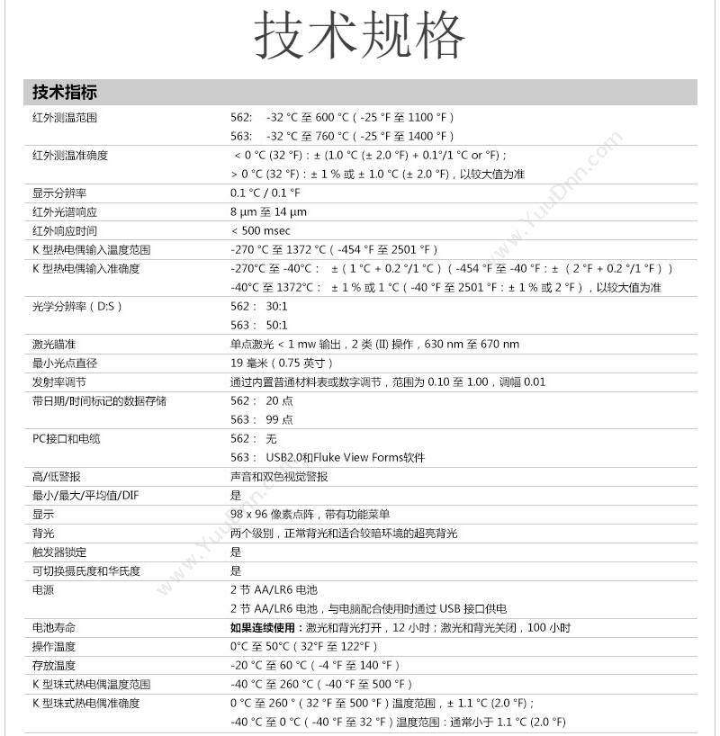 福禄克 Fluke F-562 手持测温仪