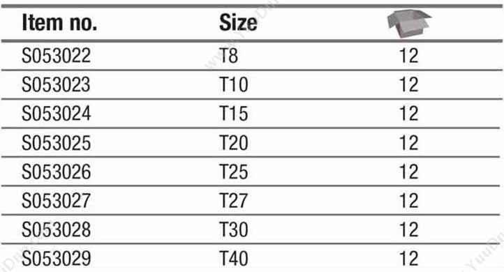 钢盾 Sheffield S053028 6.3mm系列25花型旋具头T30  5件套 长花型旋具头
