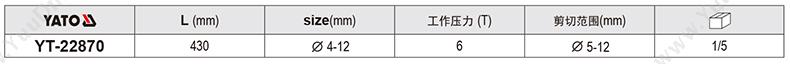 易尔拓 YaTo YT-22870 液压钢筋 断线钳