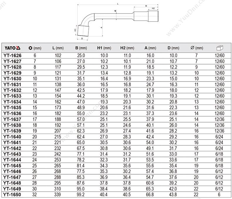 易尔拓 YaTo YT-1636 L型套筒扳手 L型套筒扳手