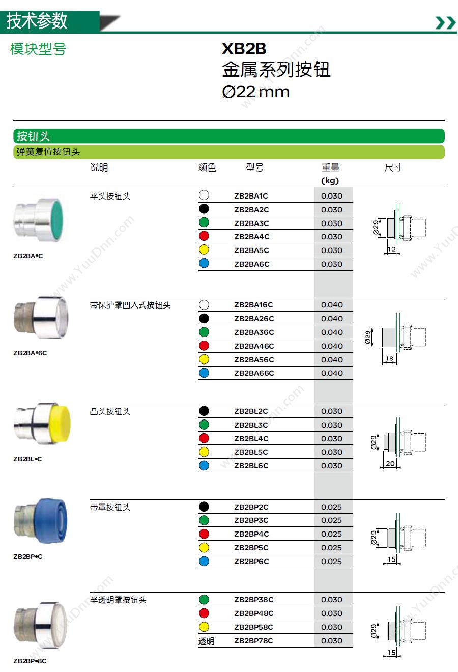 施耐德 Schneider ZB2BWM41C XB2（220VAC） 带灯按钮基座