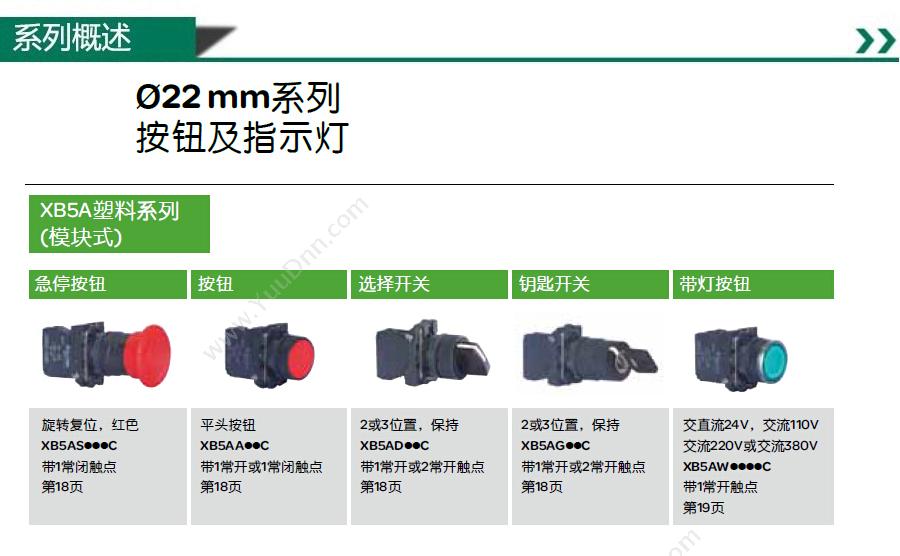 施耐德 Schneider ZB5AW0M41C  红色 1NO 220V 带灯按钮基座