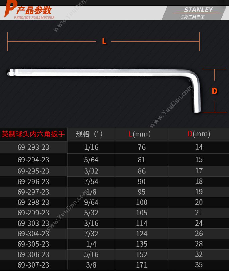 史丹利 Stanley 69-299-23 英制球头 5/32