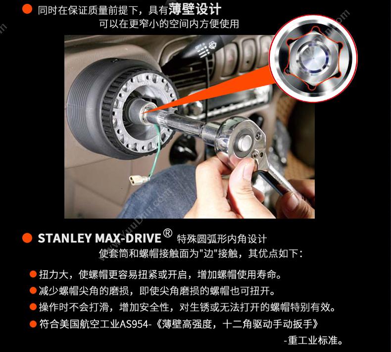 史丹利 Stanley 86-521-1-22 12.5mm系列 公制六角标签套筒