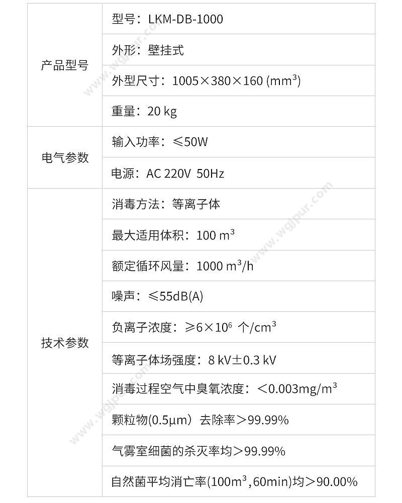 徕克美 LikeMed 等离子体空气消毒器 惊蛰系列 LKM-DB-1000（壁挂式） 等离子消毒机